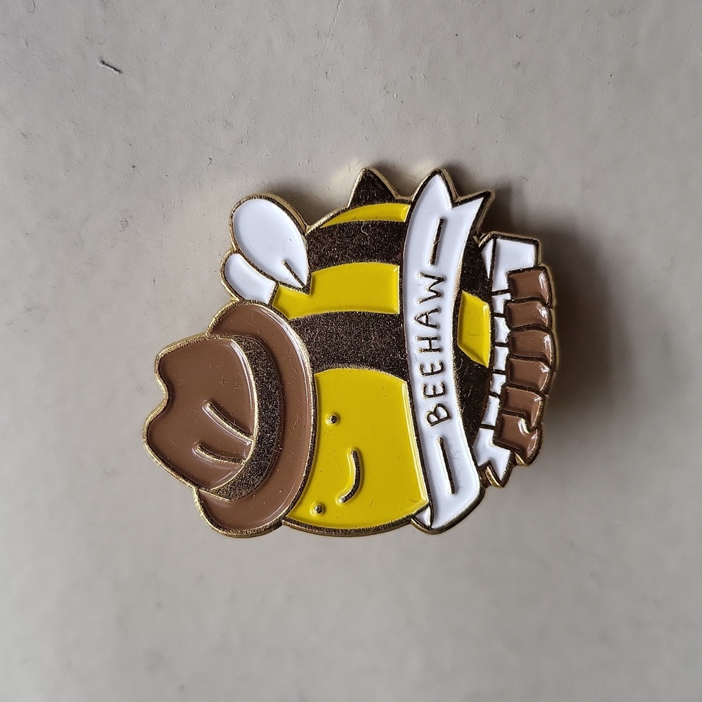 COPY - Beehaw - bee in cowboy boots - enamel pin